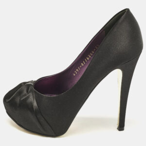 Gina Black Satin Clair Platform Pumps Size 36.5