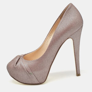 Gina Pink/Black Woven Straw Claire Platform Pumps Size 37