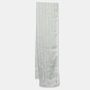 Giorgio Armani Grey Stripe Pattern Silk Blend Stole