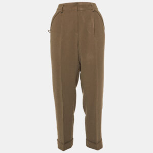 Giorgio Armani Brown Crepe Pleated Trousers M