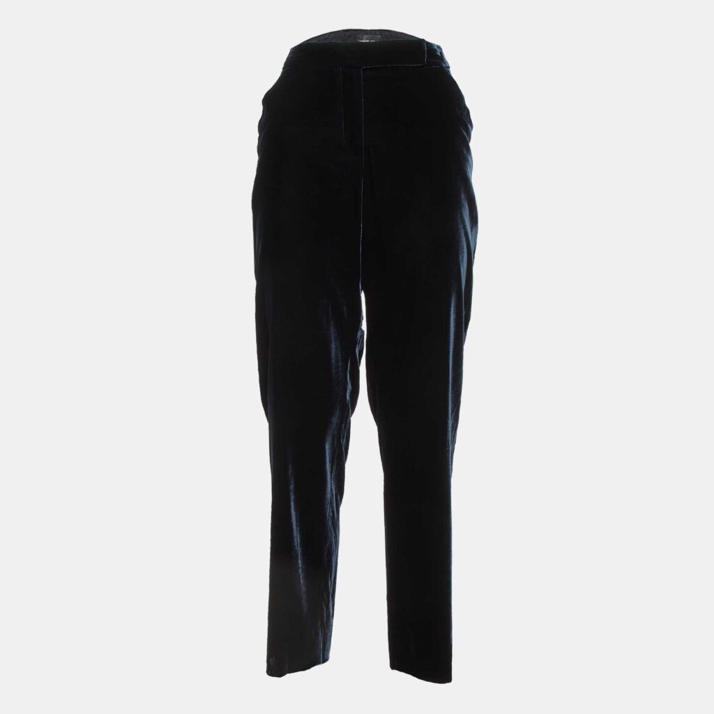 luxury-women-giorgio-armani-used-clothes-p1102294-001 Giorgio Armani Navy Blue Velvet Tailored Trousers M/Waist 32"
