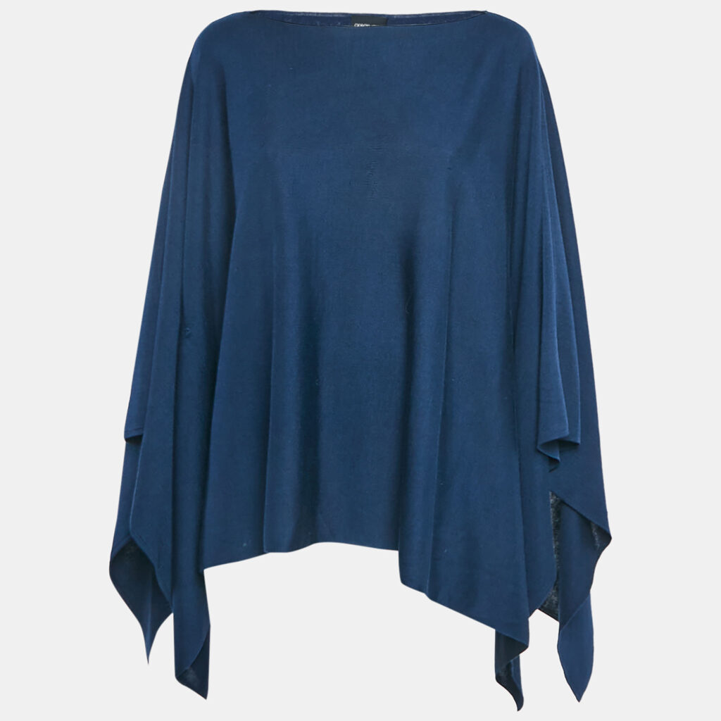 luxury-women-giorgio-armani-used-clothes-p1106383-005 Giorgio Armani Navy Blue Stretch Knit Poncho S