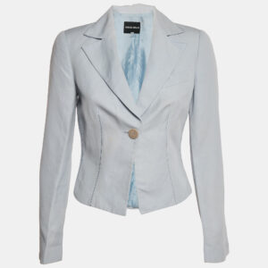 giorgio armani light blue linen and cotton blazer s