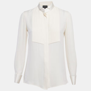 Giorgio Armani Off-White Tuxedo Button Front Blouse S