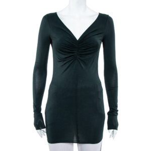Emporio Armani Dark Green Ruched Knit Fitted Tunic S