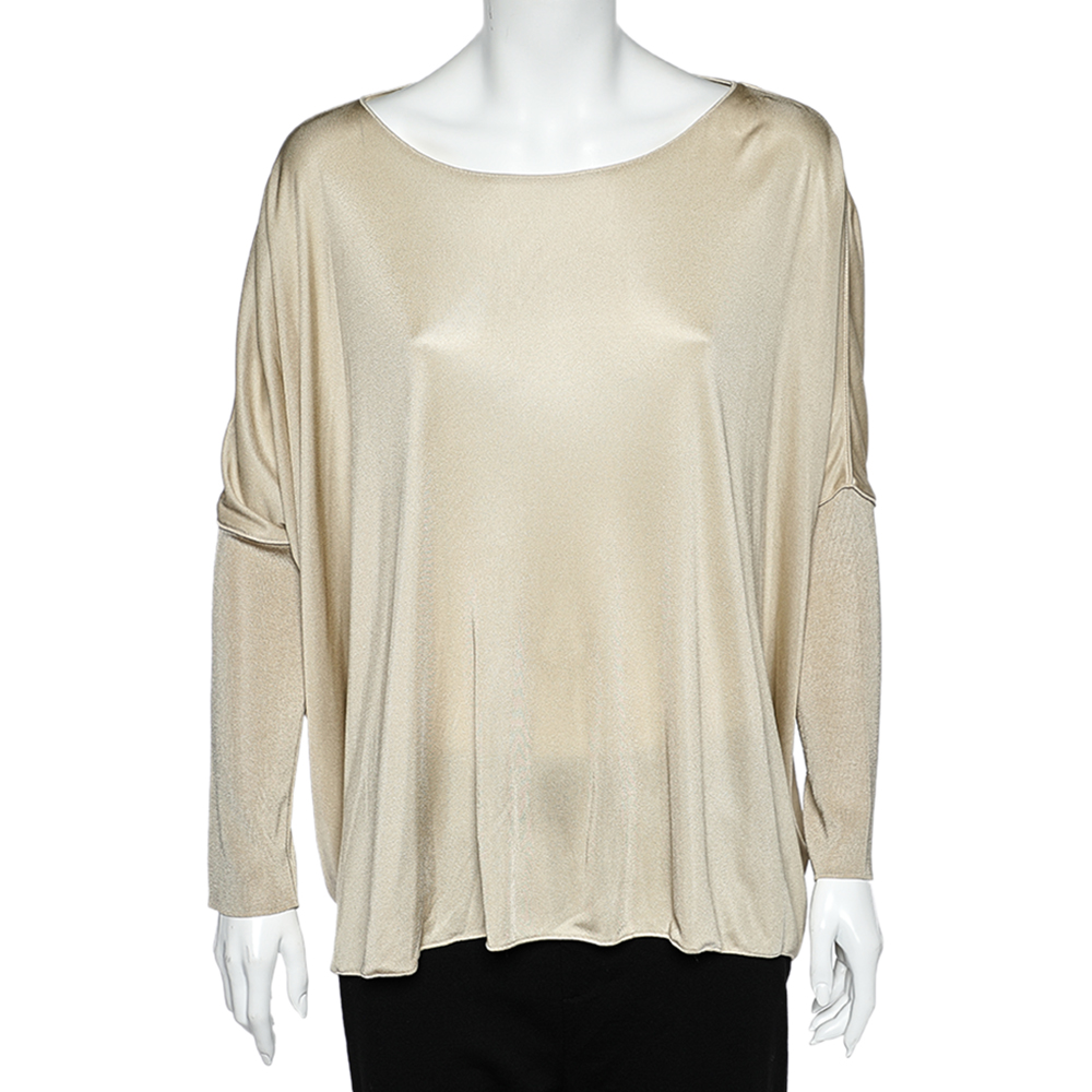 luxury-women-giorgio-armani-used-clothes-p541468-006 Giorgio Armani Beige Jersey Oversized Top L
