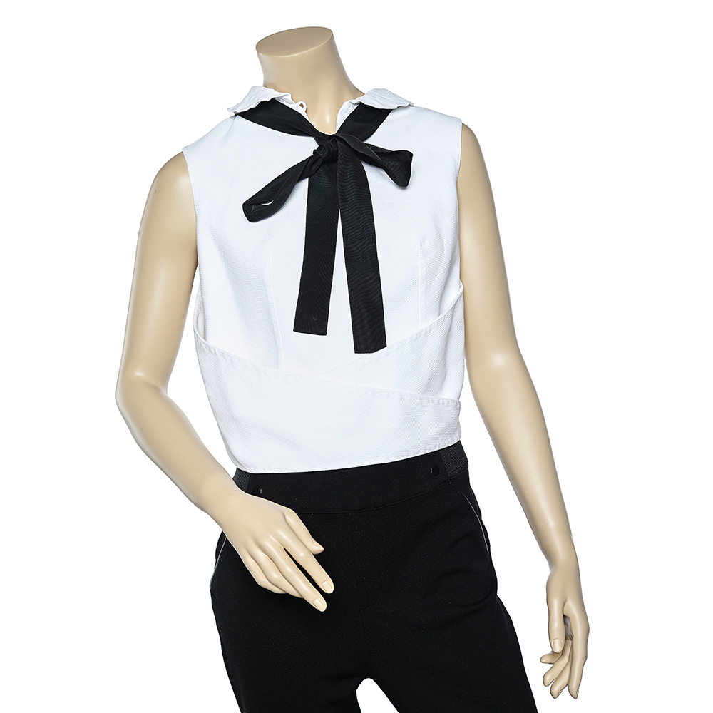 luxury-women-giorgio-armani-used-clothes-p571683-001-1 Giorgio Armani White Cotton Sleeveless Wrap Top M