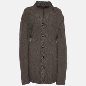 Giorgio Armani Vintage Brown Patterned Wool Button Front Cardigan XL