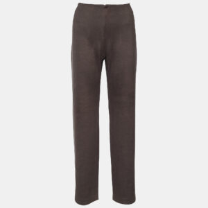 Giorgio Armani Brown Coated Knit Straight Fit Trousers M