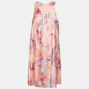 Giorgio Armani Pink Floral Jacquard Pleated Detail Shift Dress S