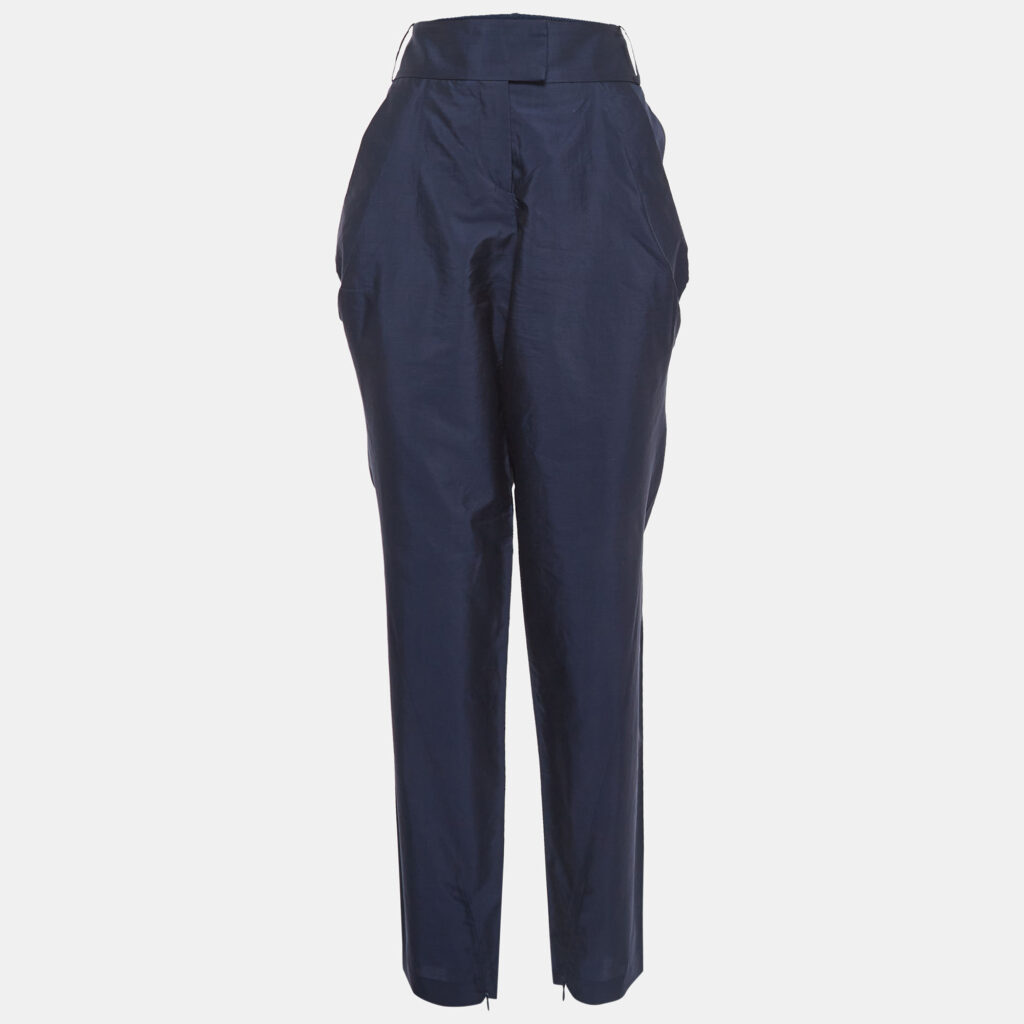 luxury-women-giorgio-armani-used-clothes-p914602-001 Giorgio Armani Navy Blue Silk Blend Trousers L