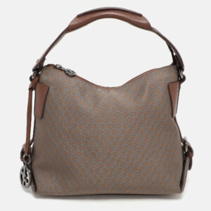 Giorgio Armani Brown/Grey Signature Canvas and Leather Hobo