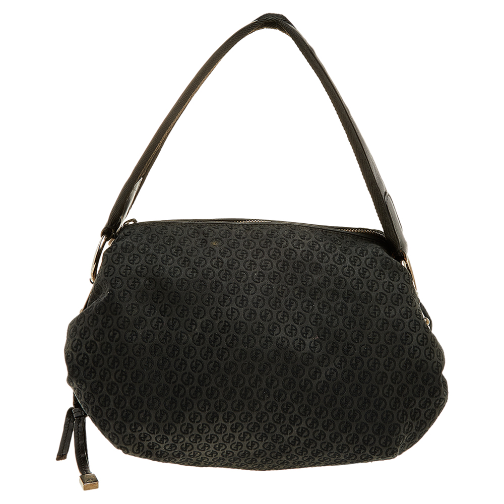 luxury-women-giorgio-armani-used-handbags-p502012-007-2 Giorgio Armani Black Signature Canvas And Leather Shoulder Bag