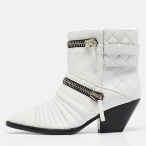 Salvatore Ferragamo White Leather Cube 8 Logo Sneakers Size 36