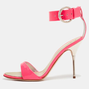 Giuseppe Zanotti Neon Pink Patent Leather Taz Sandals Size 36
