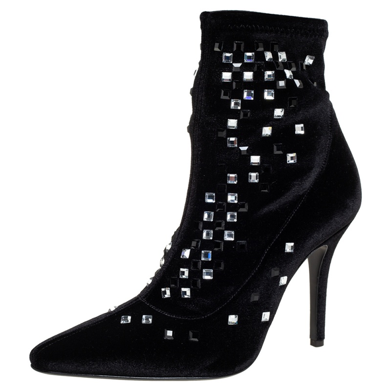 luxury-women-giuseppe-zanotti-new-shoes-p458910-1624766166-009 Giuseppe Zanotti Black Velvet Embellished Boots Size 37