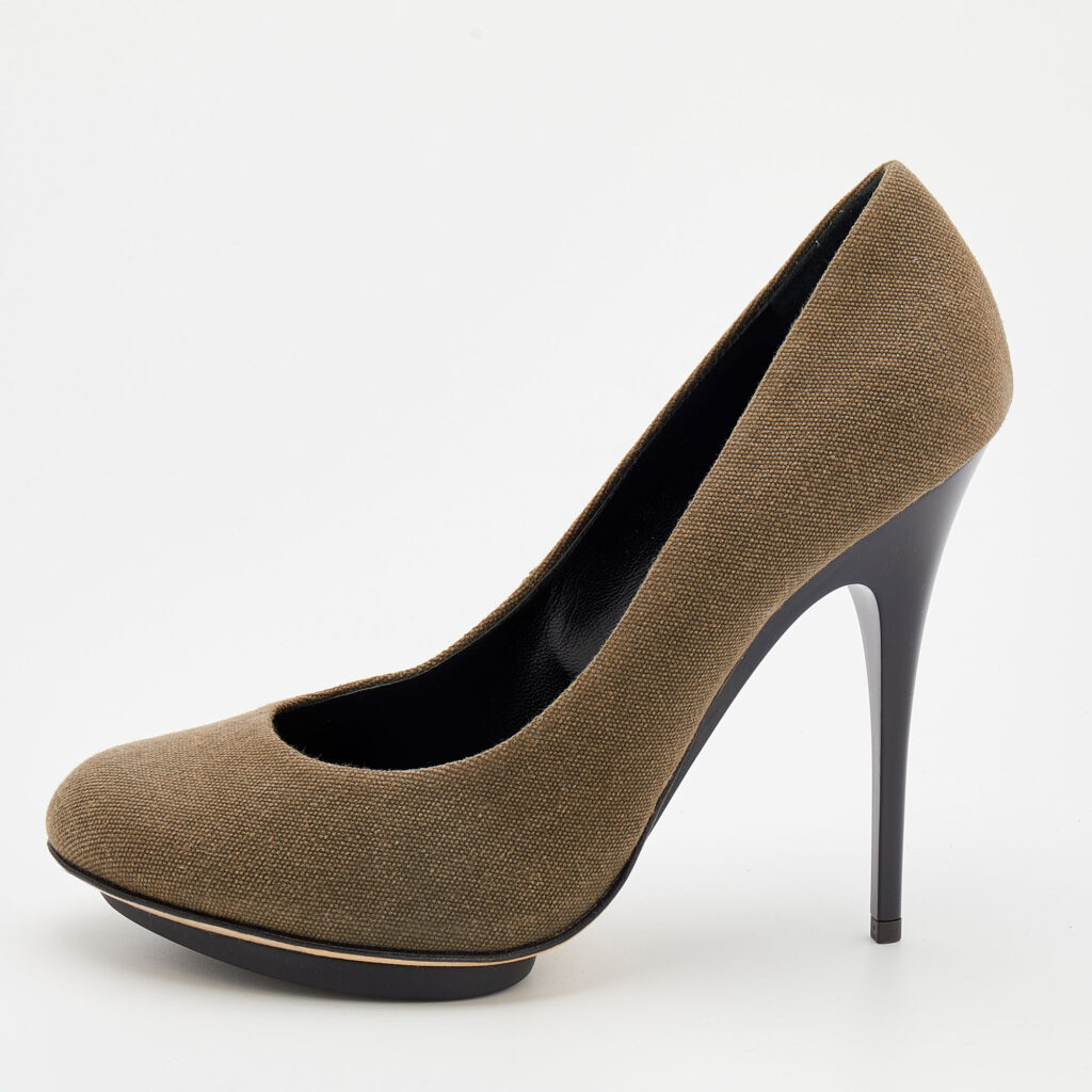 luxury-women-giuseppe-zanotti-new-shoes-p672347-002 Giuseppe Zanotti Olive Green Canvas Pumps Size 40