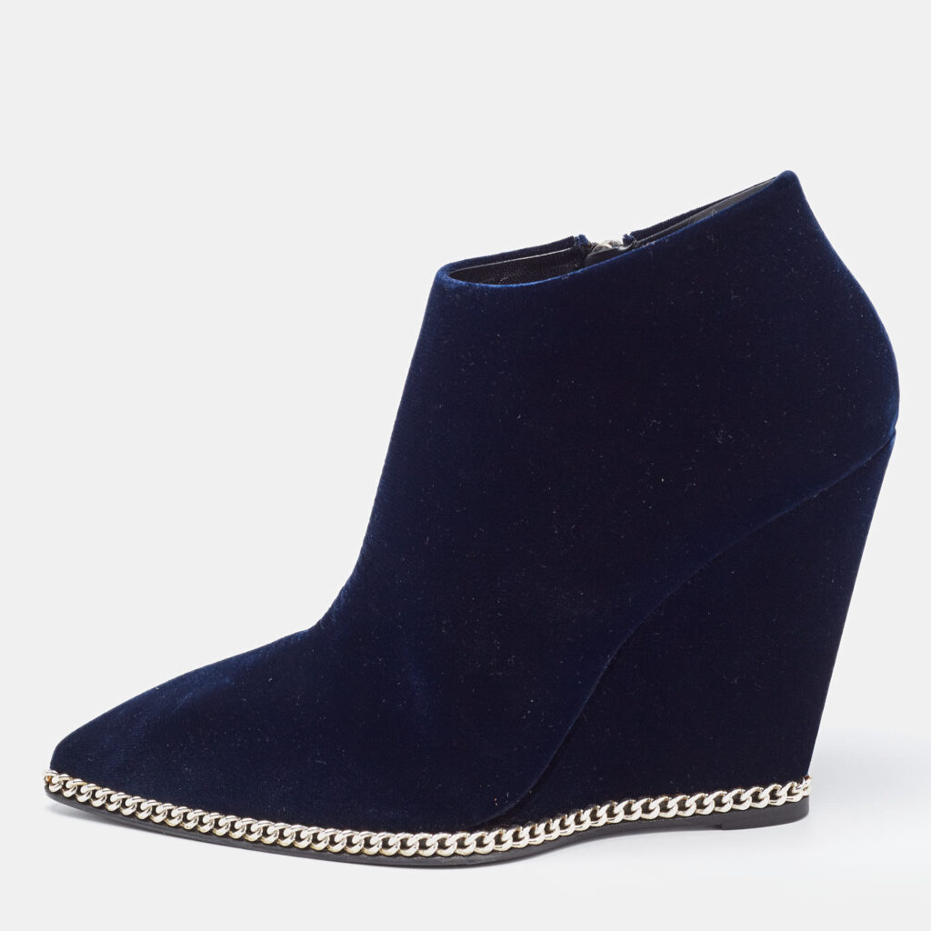luxury-women-giuseppe-zanotti-new-shoes-p894659-001 Giuseppe Zanotti Navy Blue Chain Link Ankle Boots Size 41