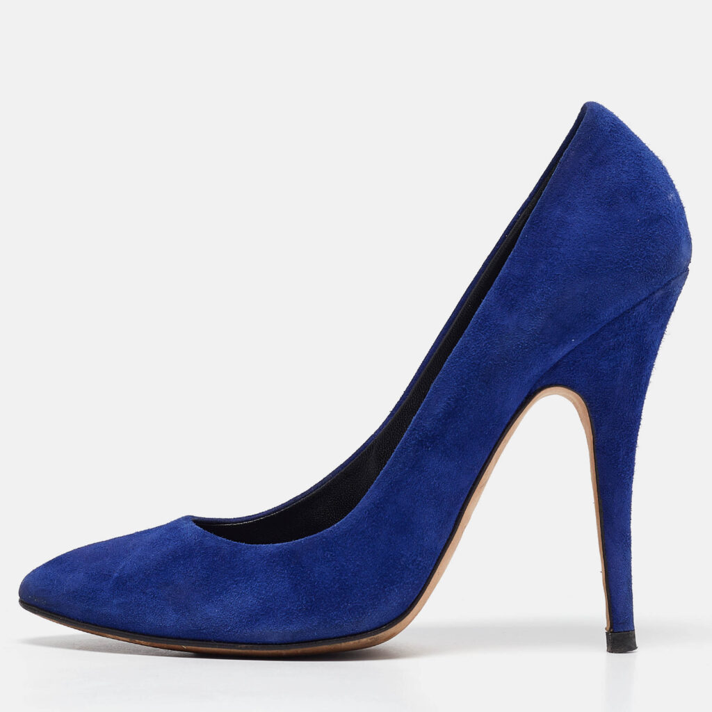 luxury-women-giuseppe-zanotti-used-shoes-p1042205-011 Giuseppe Zanotti Blue Suede Round Toe Pumps Size 40