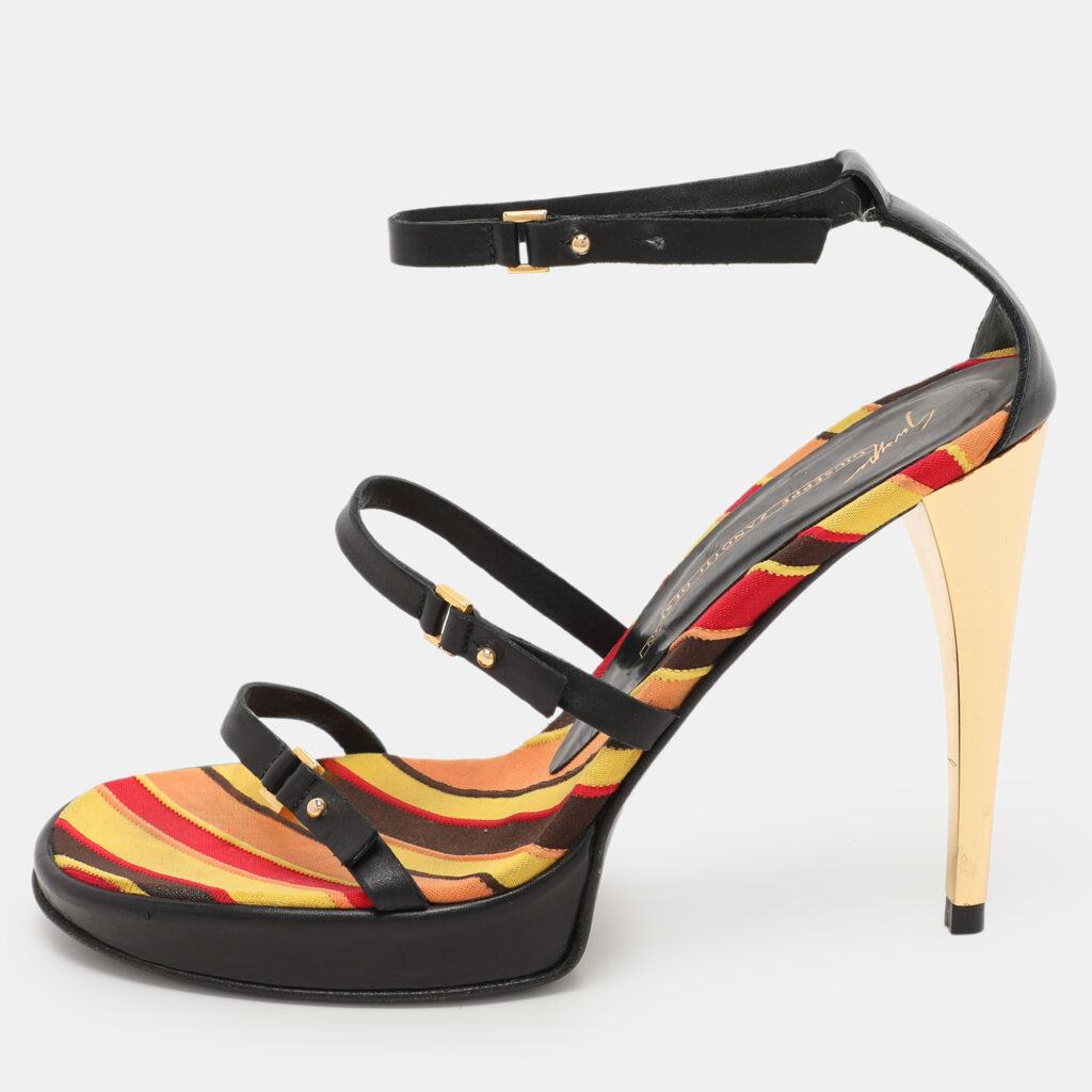 luxury-women-giuseppe-zanotti-used-shoes-p1083454-001 Giuseppe Zanotti Design Black Leather Ankle Strap Sandals Size 37