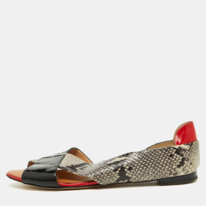 Giuseppe Zanotti Multicolor Python Embossed and Patent Leather D'orsay Flat Sandals Size 41