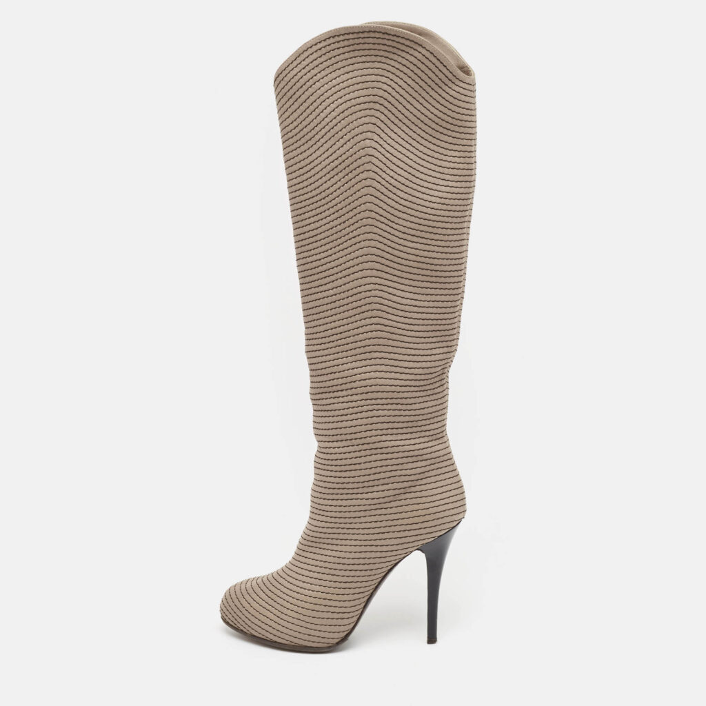 Giuseppe Zanotti Grey Leather Knee Length Boots Size 37.5