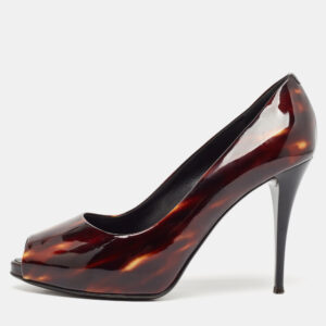 Giuseppe Zanotti Brown Patent Leather Peep Toe Pumps Size 39