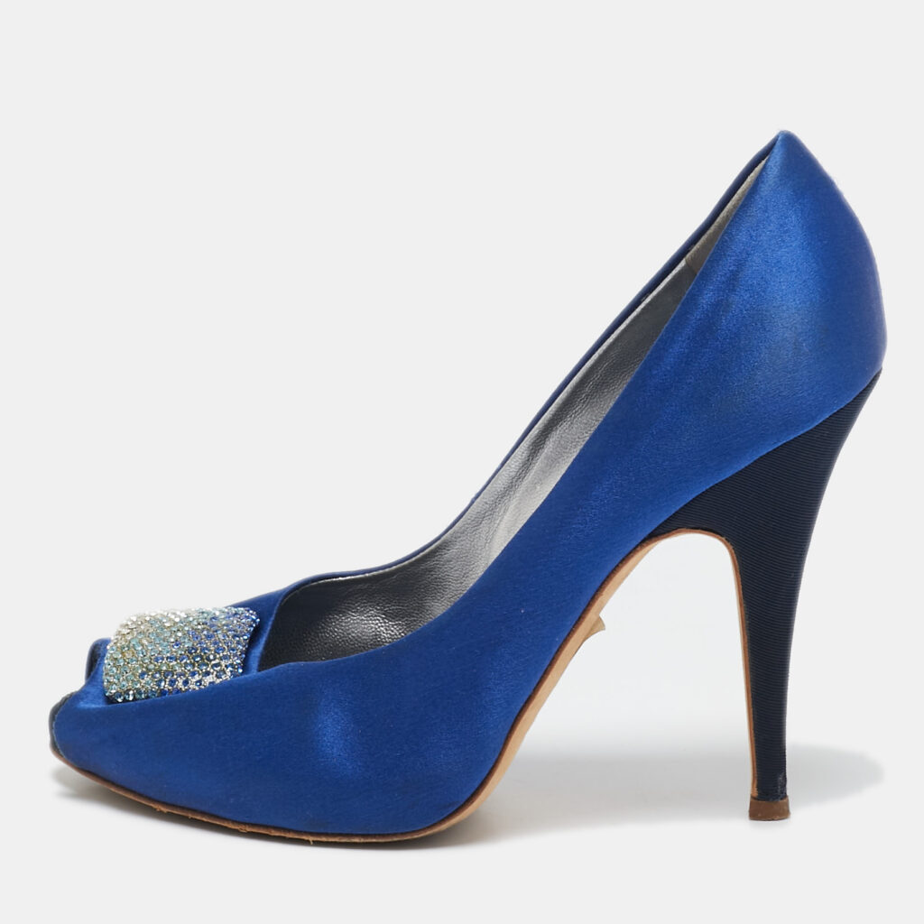luxury-women-giuseppe-zanotti-used-shoes-p1102147-002 Giuseppe Zanotti Blue Satin Crystal Embellished Peep Toe Platform Pumps Size 37