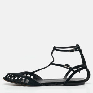 Giuseppe Zanotti Black Suede Ankle Strap Ballet Flats Size 41