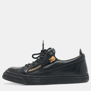 Giuseppe Zanotti Black Leather Augus Sneakers Size 39