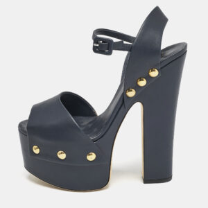 Giuseppe Zanotti Navy Blue Leather Betty Ankle Strap Platform Sandals Size 40