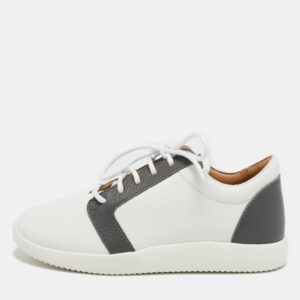 giuseppe zanotti white/grey leather g runner low top sneakers size 36