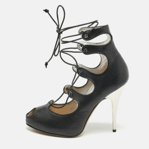 Giuseppe Zanotti Black Leather Lace Up Pumps Size 37.5