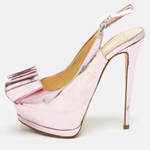 Giuseppe Zanotti Pink Leather Platform Slingback Pumps Size 37.5