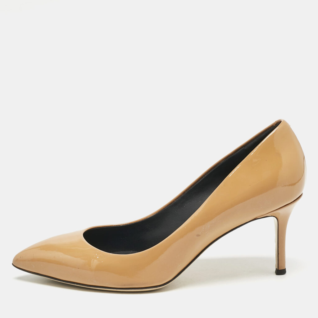 luxury-women-giuseppe-zanotti-used-shoes-p1161007-010 Giuseppe Zanotti Brown Patent Leather Lucrezia Pumps Size 37