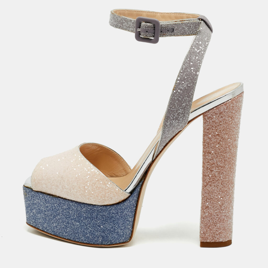 luxury-women-giuseppe-zanotti-used-shoes-p1166083-003 Giuseppe Zanotti Multicolor Glitter Lavinia Platform Sandals Size 40