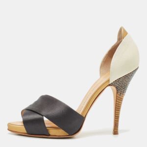 Giuseppe Zanotti Multicolor Leather and Satin Platform Pumps Size 38.5