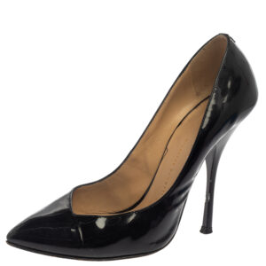 Giuseppe Zanotti Black Patent Leather Pointed Toe Pumps Size 37.5