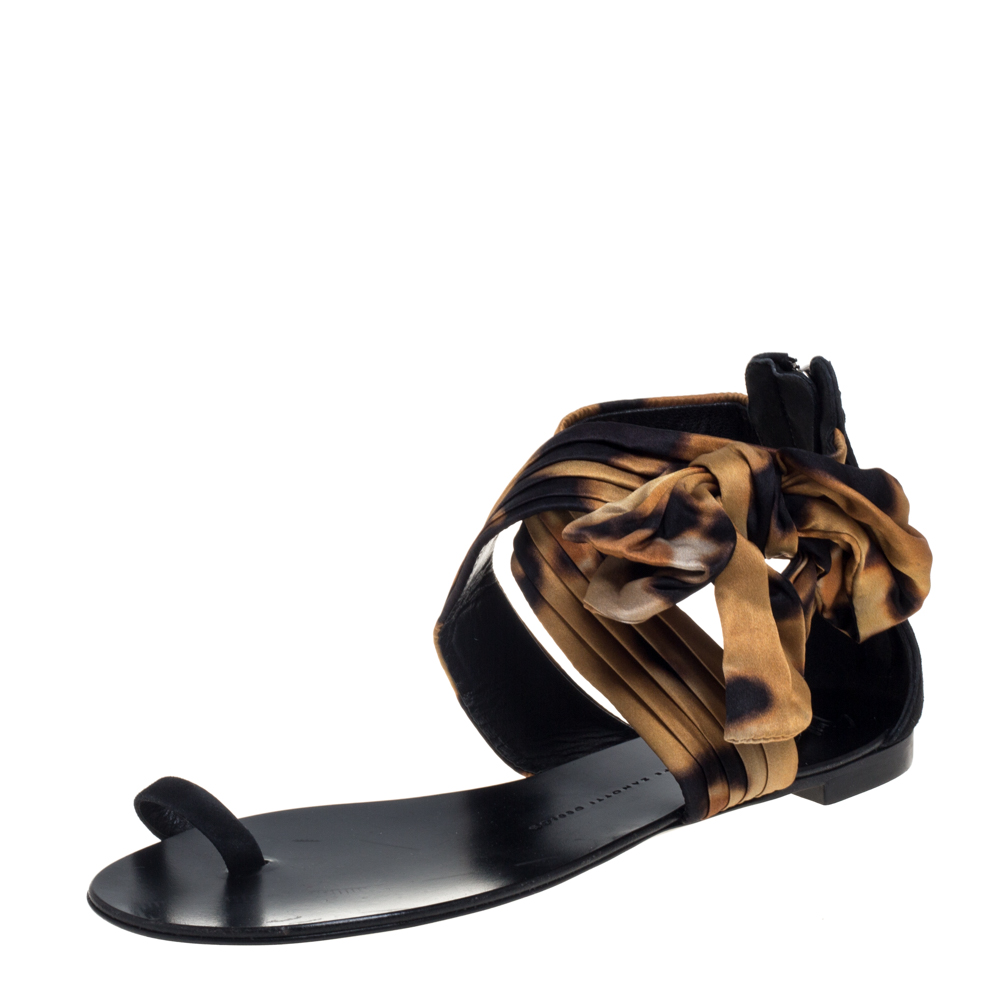 luxury-women-giuseppe-zanotti-used-shoes-p396455-009 Giuseppe Zanotti Brown/Black Satin Sandals Size 39