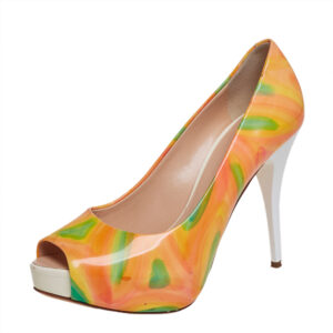 Giuseppe Zanotti Multicolor Patent Leather Platform Peep Toe Pumps Size 36