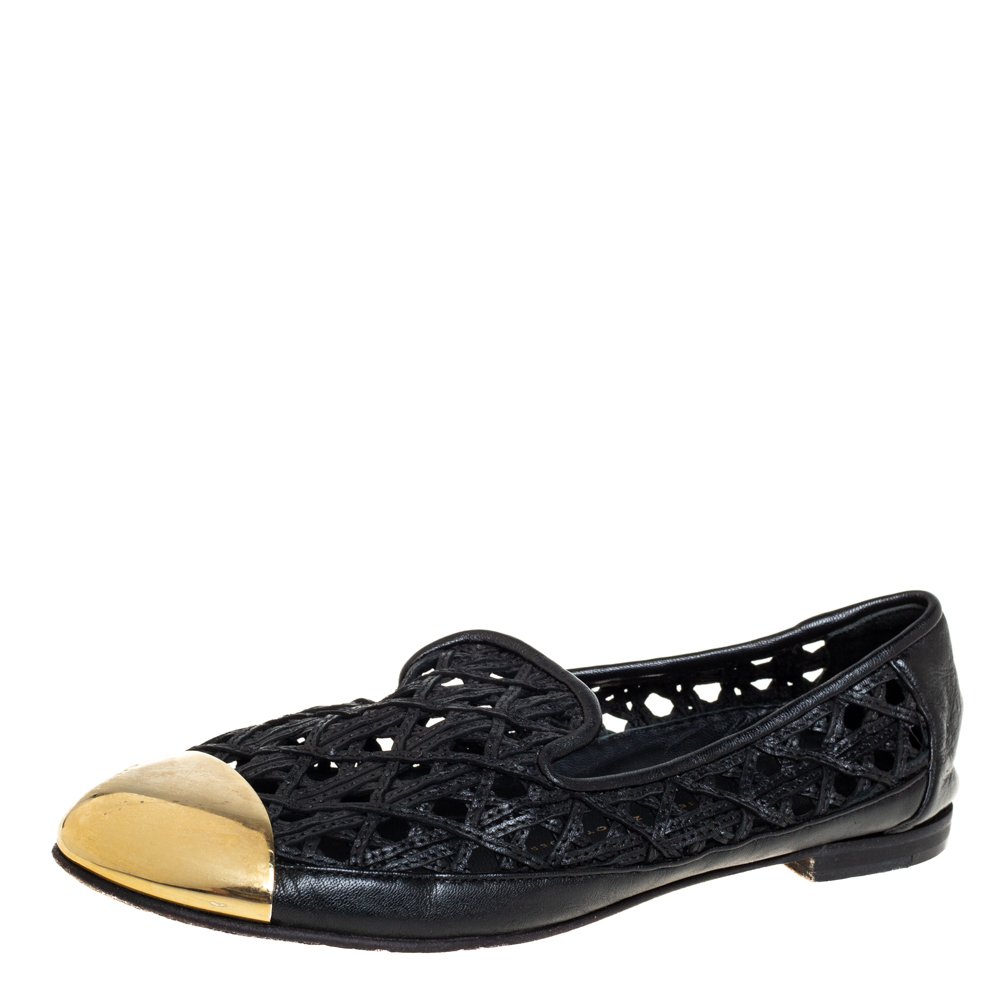 Giuseppe Zanotti Gold Leather Cap Toe Slip On Loafers Size 37