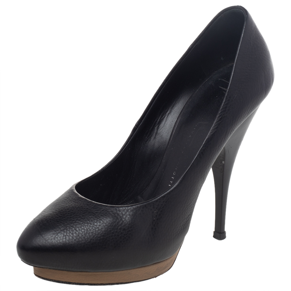 luxury-women-giuseppe-zanotti-used-shoes-p485798-003 Giuseppe Zanotti Black Leather Platform Pumps Size 37.5