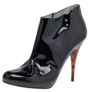 Giuseppe Zanotti Black Patent Leather Ankle Booties Size 38.5