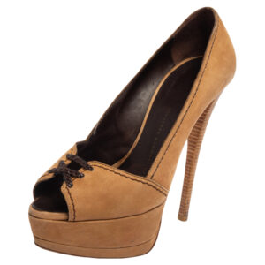 Giuseppe Zanotti Tan Nubuck Leather Platform  Pumps Size 36