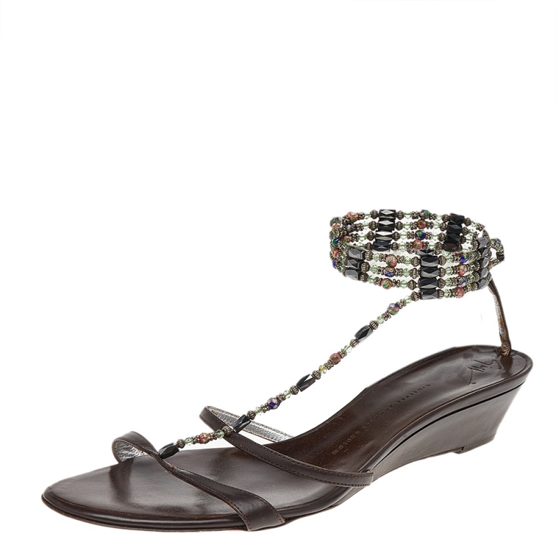 luxury-women-giuseppe-zanotti-used-shoes-p500037-1632808132-002 Giuseppe Zanotti Brown Leather Embellished Sandals Size 41