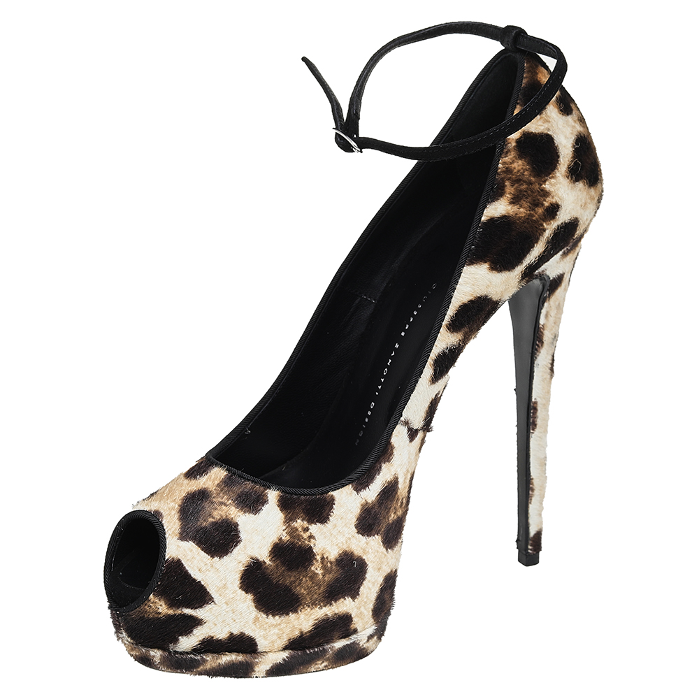 luxury-women-giuseppe-zanotti-used-shoes-p534698-006-1 Giuseppe Zanotti Brown/Black Pony Hair And Suede Peep Toe Platform Ankle Strap Pumps Size 41