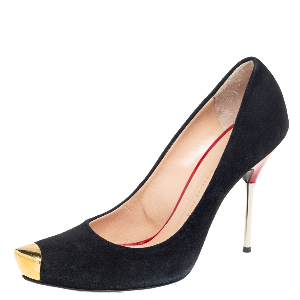 luxury-women-giuseppe-zanotti-used-shoes-p569859-004-2 Giuseppe Zanotti Black Suede Pointed Toe Pumps Size 38