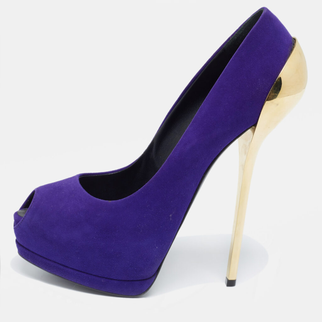 luxury-women-giuseppe-zanotti-used-shoes-p622925-001-2 Giuseppe Zanotti Purple Suede Sharon Peep Toe Platform Pumps Size 40