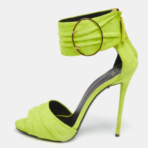 Giuseppe Zanotti Green Suede Open Toe Ankle Cuff Sandals  Size 37.5