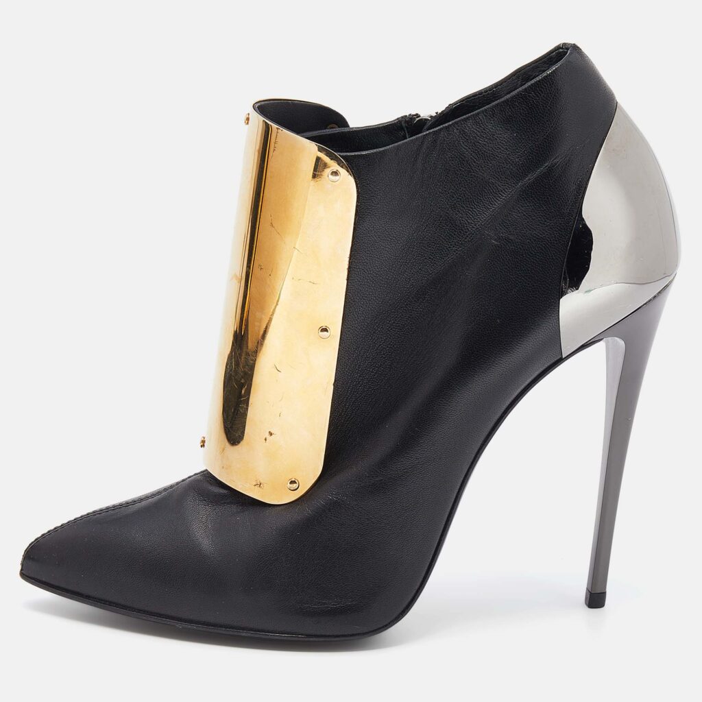 luxury-women-giuseppe-zanotti-used-shoes-p636362-004-2 Giuseppe Zanotti Black Leather Velcro Shielded Ankle Booties Size 38